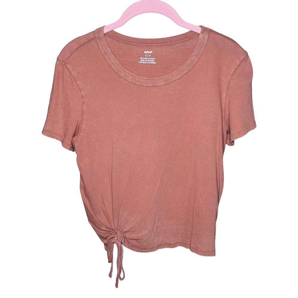 aerie vintage side tie cropped t-shirt size small